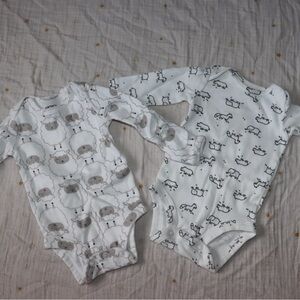 Carter's White and Gray Sheep Long Sleeve Onesies